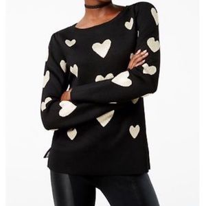 NWOT INC metallic heart pullover sweater
